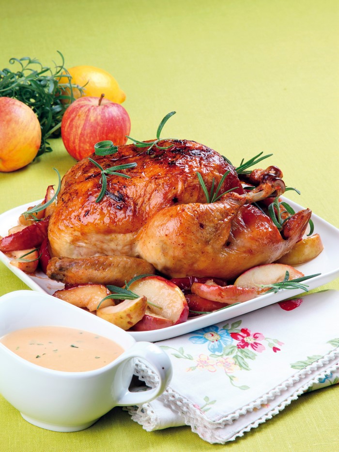 Roast Chicken with Apples and Rosemary