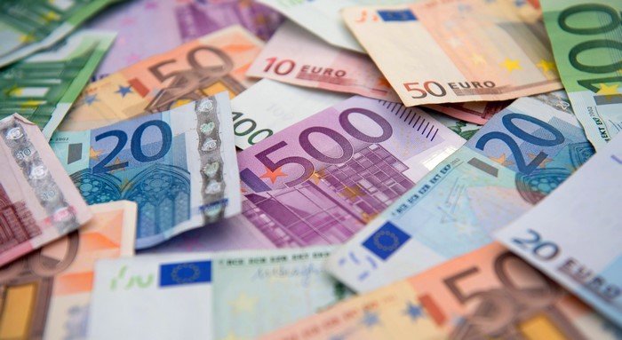 Euro banknotes: 10, 20, 50, 100, and 500 denominations