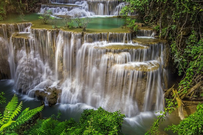 Majestic Waterfalls in Lush Tropical Thailand