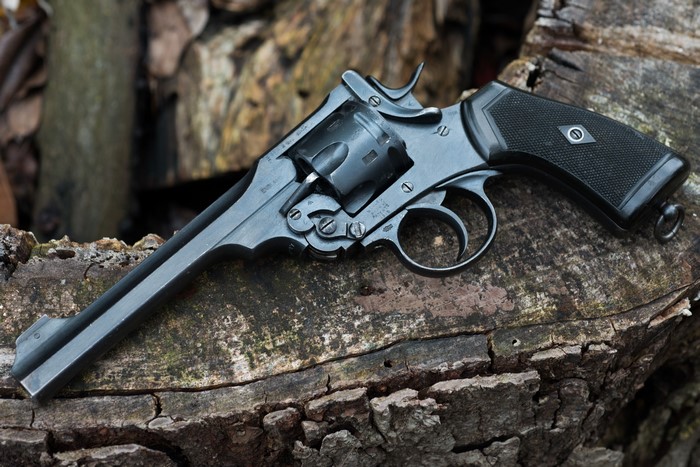 Webley Mark VI Revolver on Wood