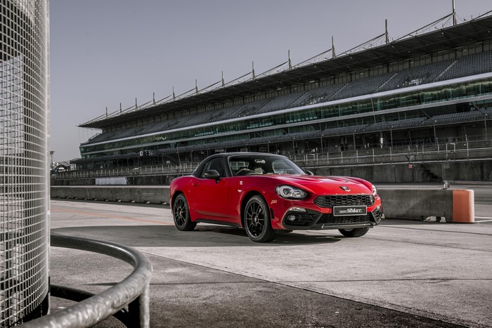 Red Abarth 2018 124 GT on a Race Track