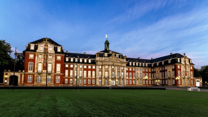 Muenster Palace in Germany at dusk