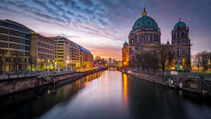 Berlin Cathedral and Spree River at Dusk