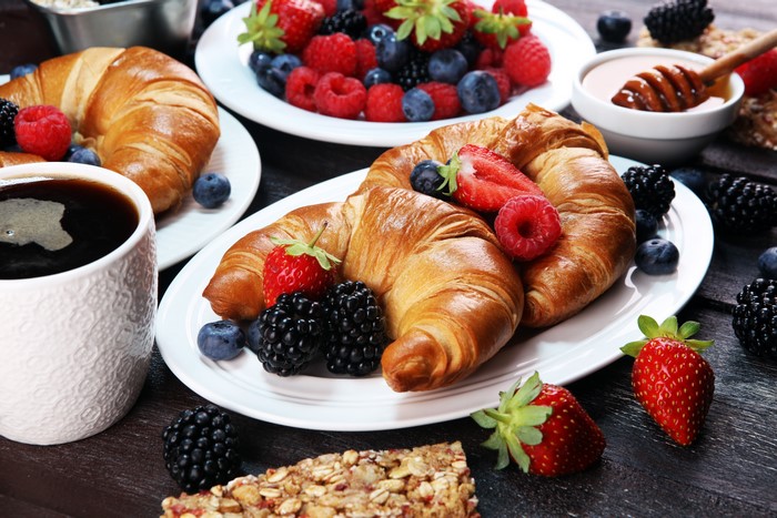 Croissants with Berries and Coffee