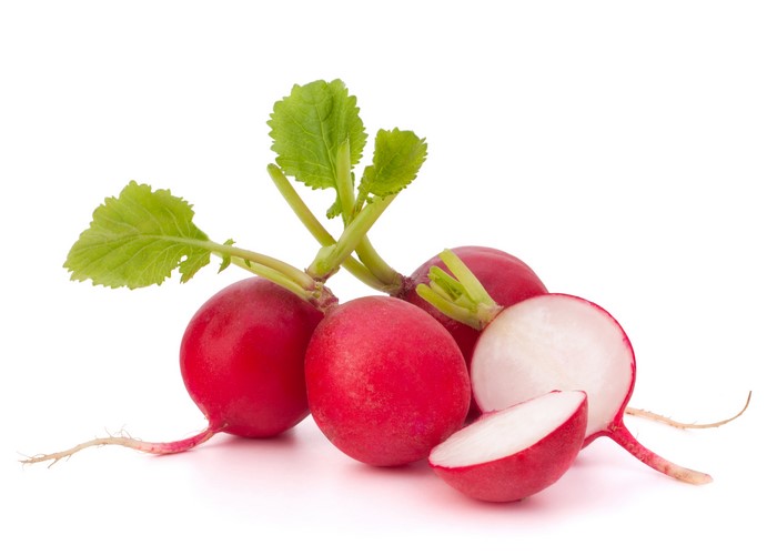 Radishes on white background