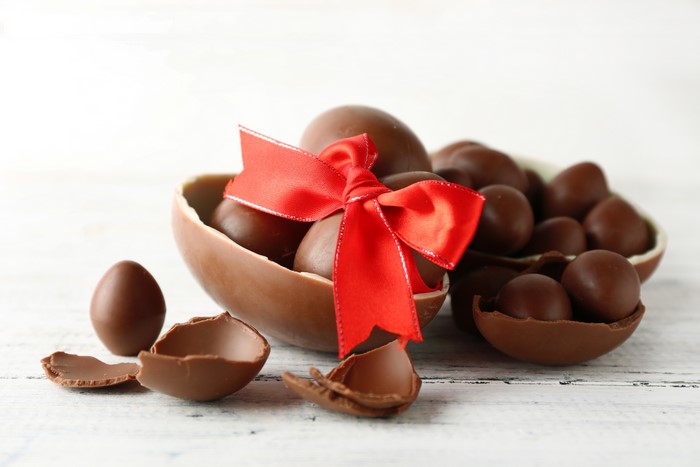 Easter Chocolate Eggs with Red Bow