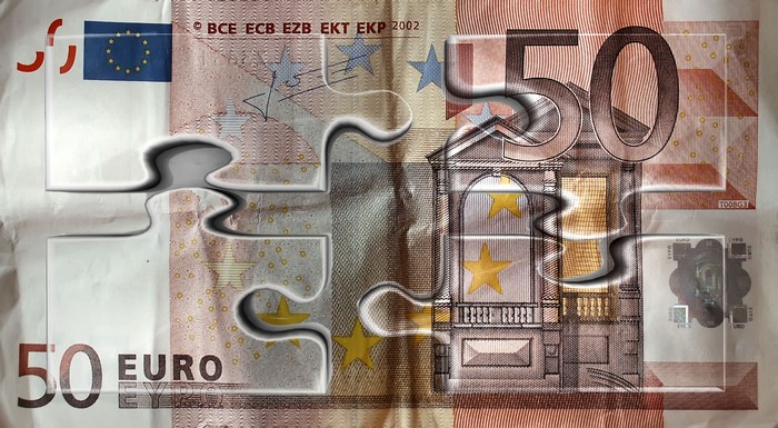 50 Euro banknote as a puzzle