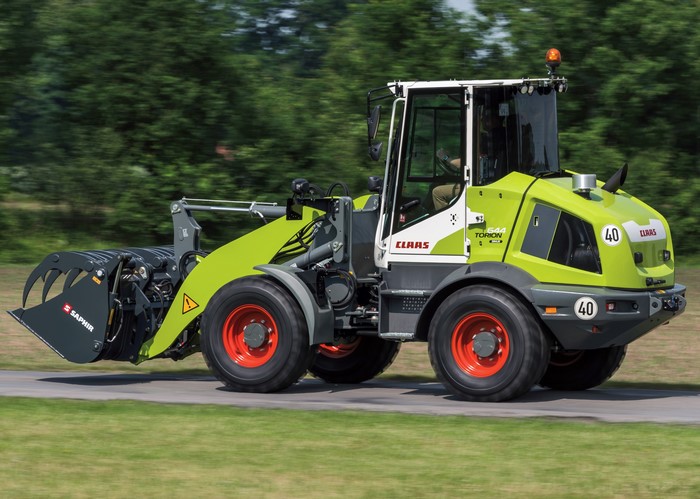 Claas Torion 644 wheel loader with grapple