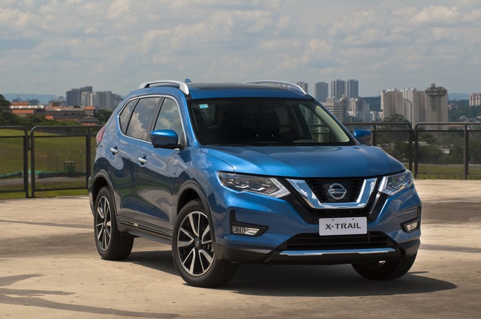 Blue Nissan X-Trail Hybrid SUV