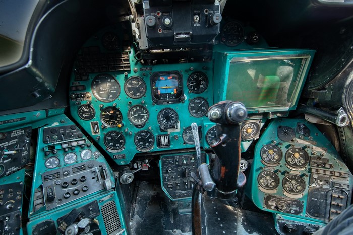 Cockpit of a Russian Mi-24 Hind helicopter