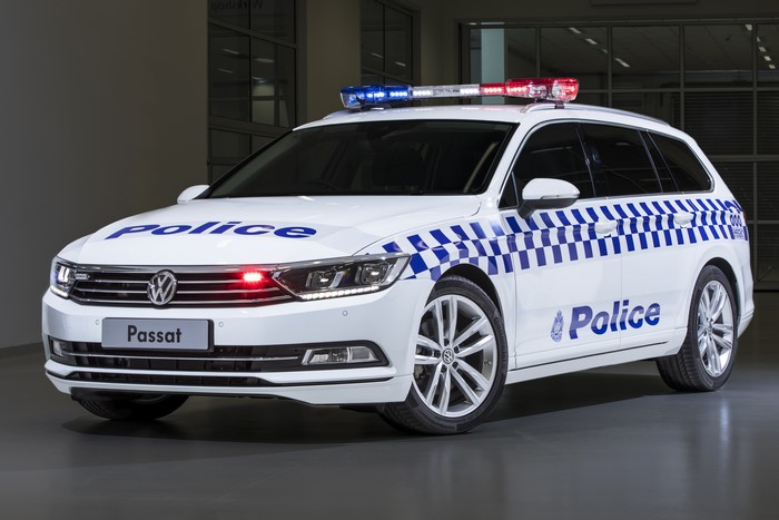 White Volkswagen Passat Police Wagon