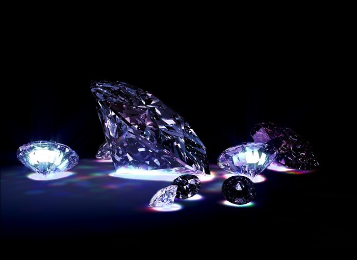 Brilliant diamonds on black background