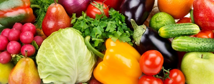 Assortment of fresh vegetables and fruits