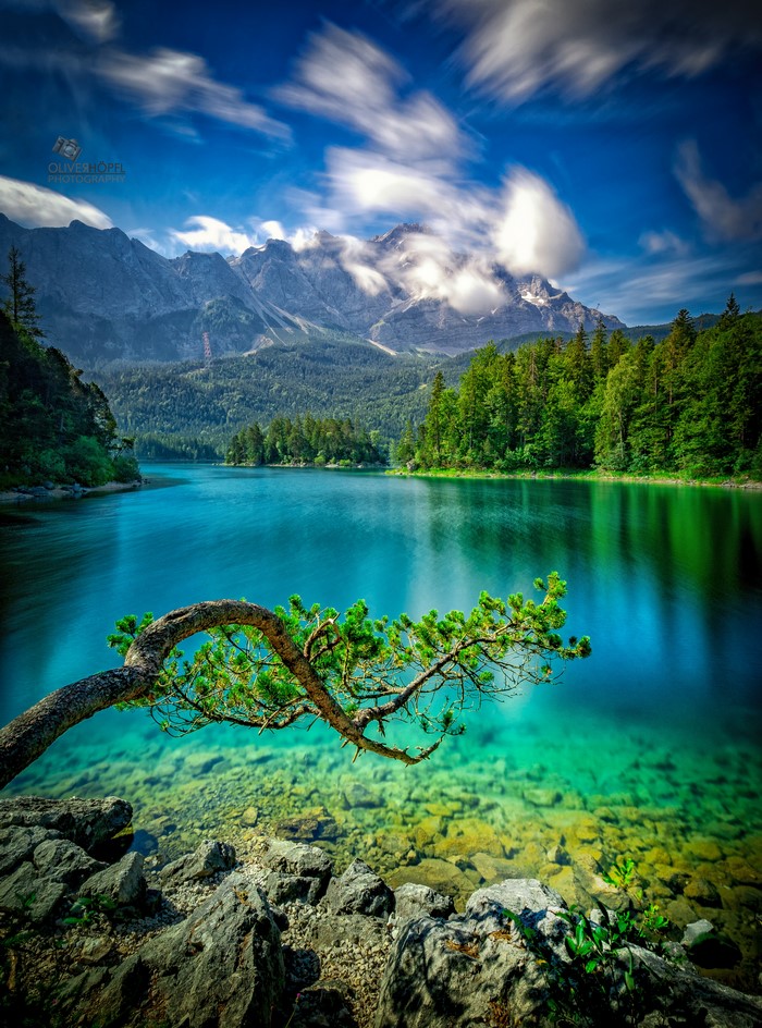 Eibsee Lake with Mountains and Crystal Clear Water