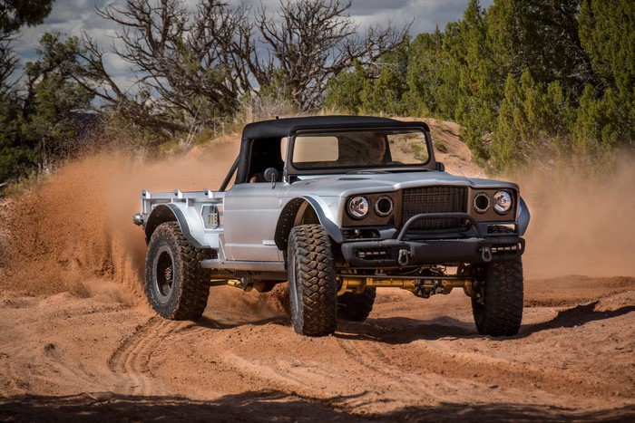 Silver 2019 M-715 Jeep Five-Quarter Pickup Truck Off-Roading
