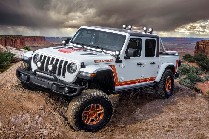White Jeep Gladiator JT Scrambler Pickup Truck
