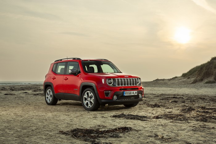 Red Jeep Renegade Limited on a Beach