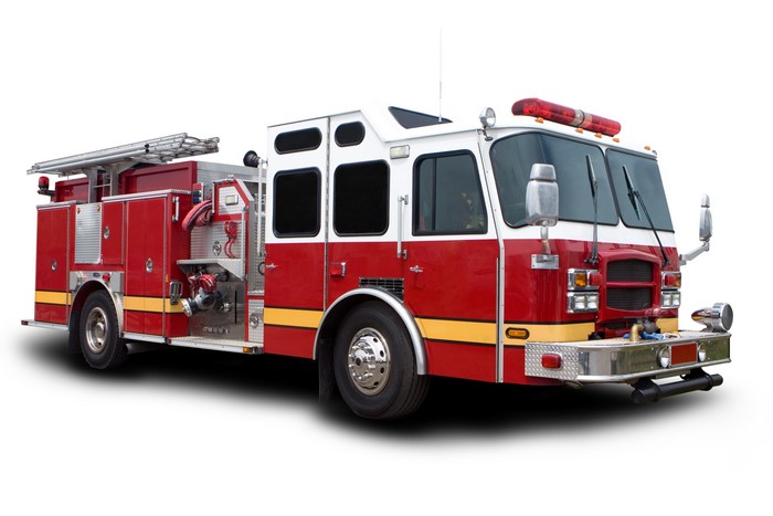 4K Fire engine on white background