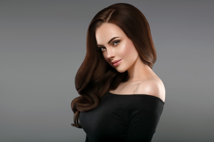 Brown Haired Woman with Flowing Hair