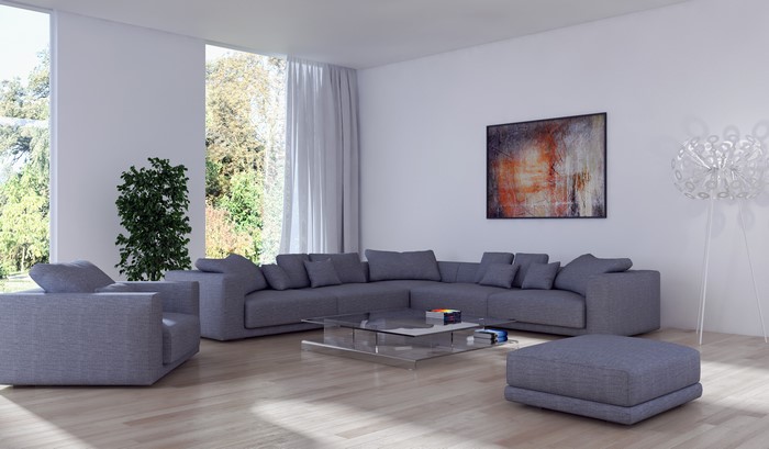 Modern Living Room with Sectional Sofa and Armchair