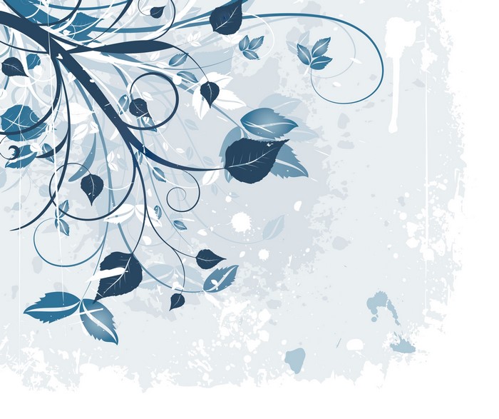 Blue floral and leaf grunge texture
