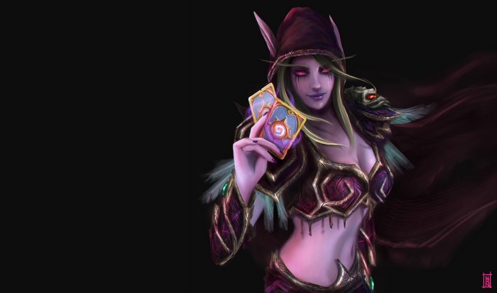 Sylvanas Windrunner from World of WarCraft holding cards