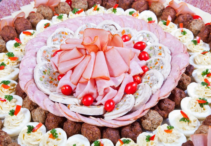 Meat and Egg Platter with Ham and Meatballs