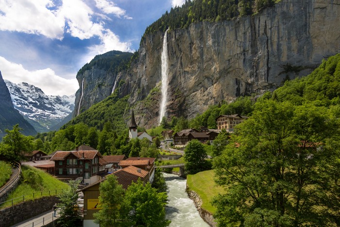 Lauterbrunnen, Switzerland: Waterfalls, River, and Village