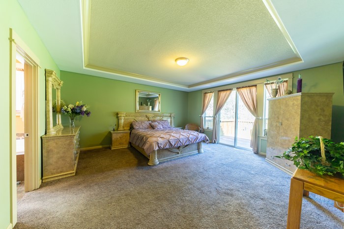 Bedroom with a large bed and dresser
