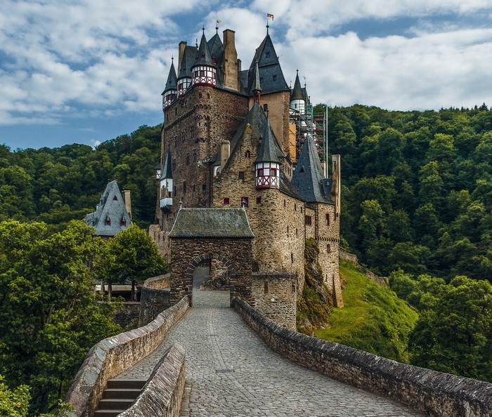 Eltz Castle in Germany surrounded by forests
