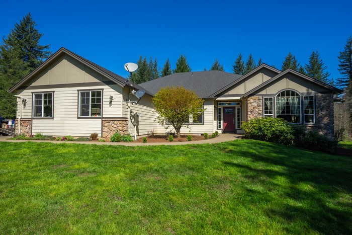 House with lawn and trees