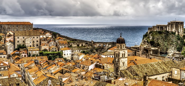 Dubrovnik, Croatia: Old Town Buildings and Fortifications by the Sea