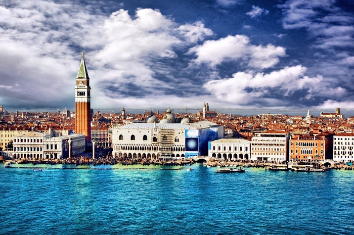 Venice cityscape with canal and Doge's Palace