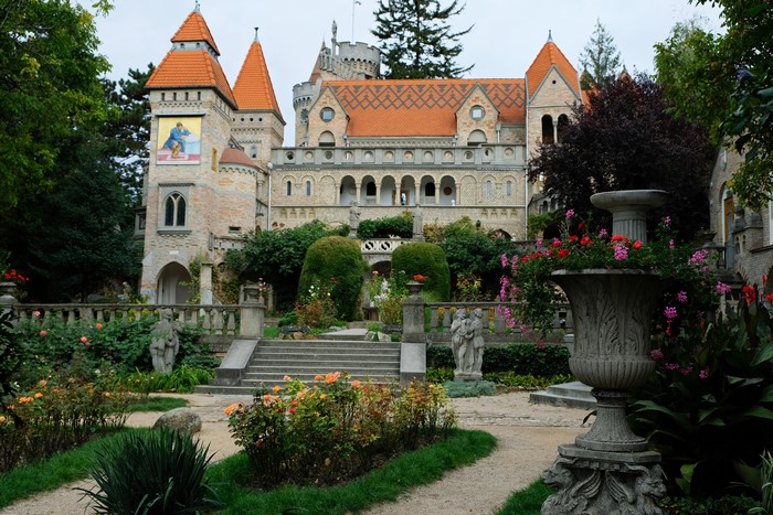Bory Castle Park with Sculptures and Stairs in Hungary