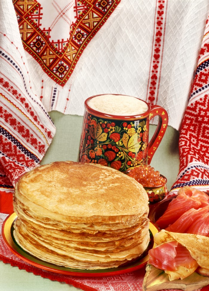 Pancakes with Salmon and Caviar