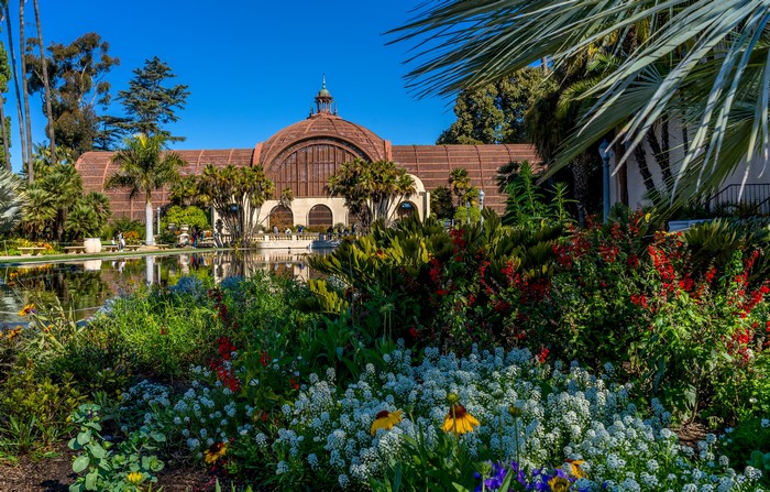 Balboa Park Botanical Building and Reflection Pond in San Diego