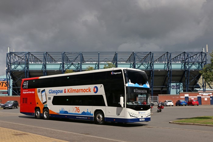 Stagecoach bus with Glasgow & Kilmarnock route