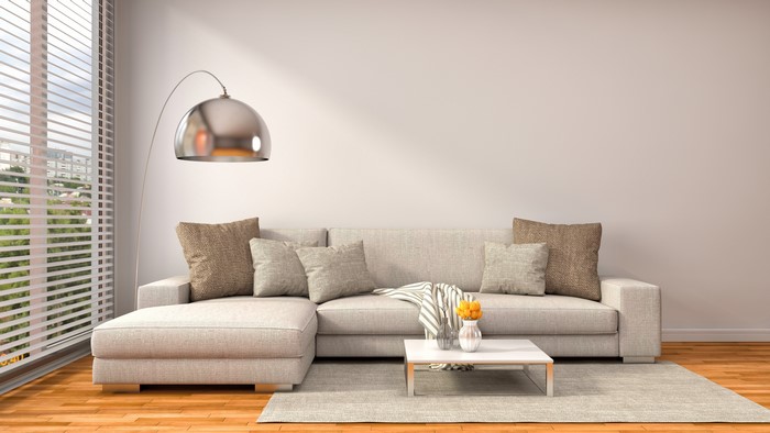 Interior with sofa and pillows