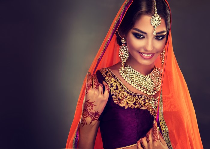 Sofia Zhuravets in Indian attire with jewelry