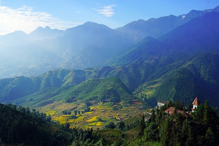 Muong Hoa Valley Sapa Vietnam Mountains and Fields