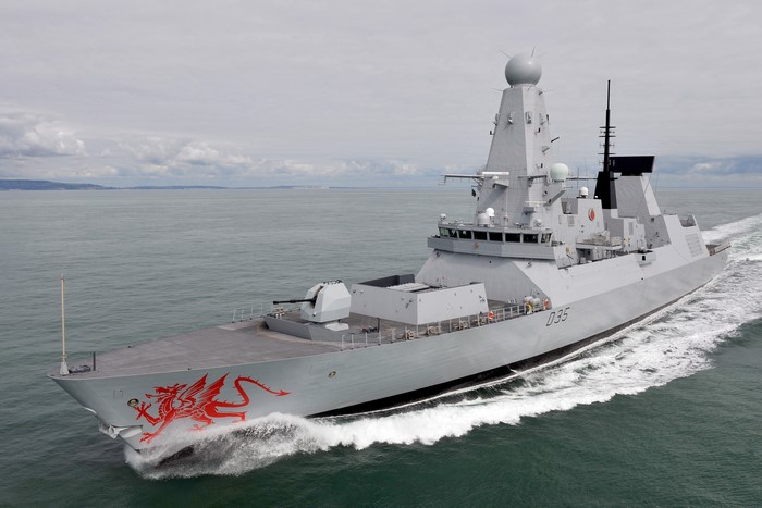 HMS Dragon Royal Navy Type 45 destroyer at sea