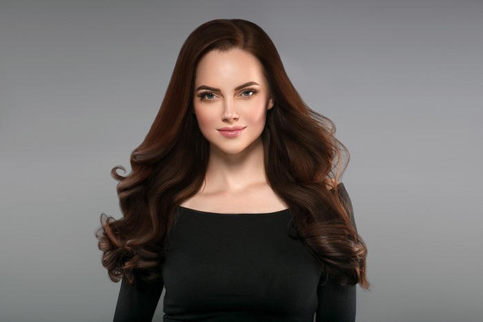 Beautiful woman with long brown hair