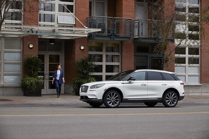 White 2020 Lincoln Corsair parked on street