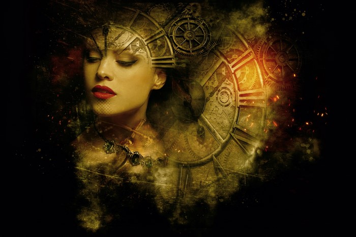 Steampunk Woman with Clockwork Face