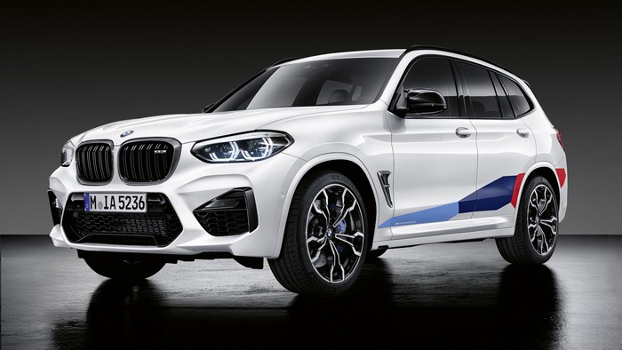 White BMW X3M M Performance Parts Crossover