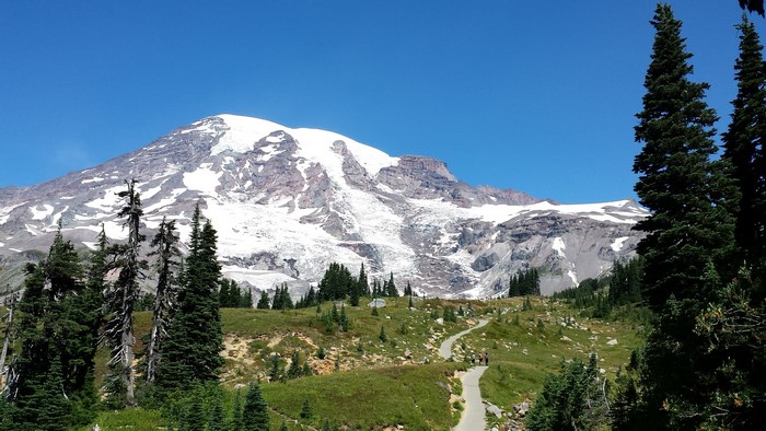 Mount Rainier National Park with Snow and Trail