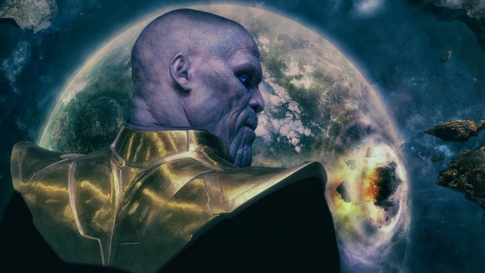 Thanos from Avengers: Infinity War in space