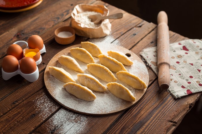 Pierogi Varenyky dough with eggs and flour