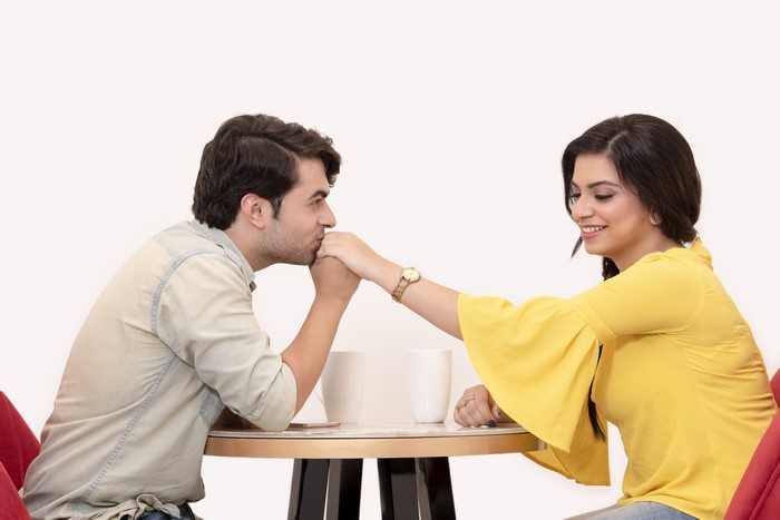 Couple in love on a date