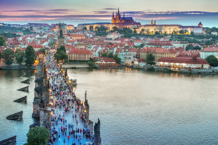Prague Charles Bridge at Dusk